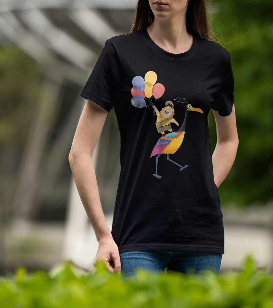 Russell Riding Kevin With Balloons Disney Pixar Up T-Shirt
