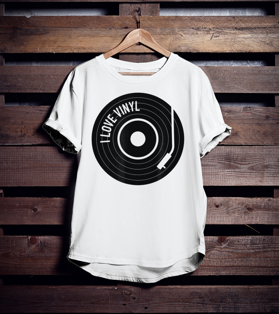 I Love Vinyl Record Player Vintage Music Enthusiast T-Shirt