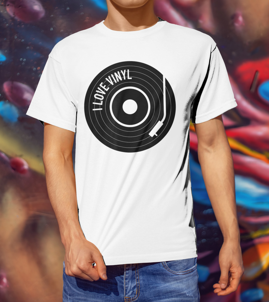 I Love Vinyl Record Player Vintage Music Enthusiast T-Shirt