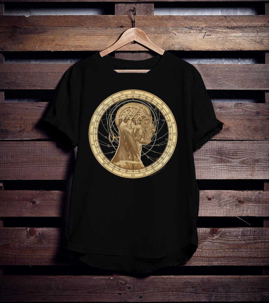 Cognition Steampunk Roman Numerals Clockwork Head T-Shirt