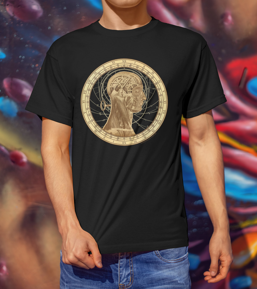 Cognition Steampunk Roman Numerals Clockwork Head T-Shirt