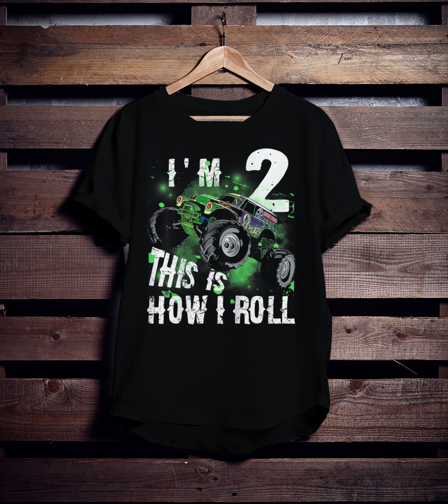 Kids I'm 2 This Is How I Roll Monster Truck T-Shirt