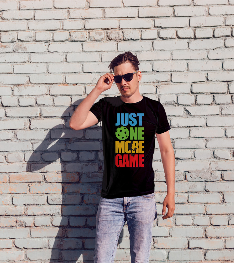 Just One More Game Pickleball Silhouette And Ball T-Shirt