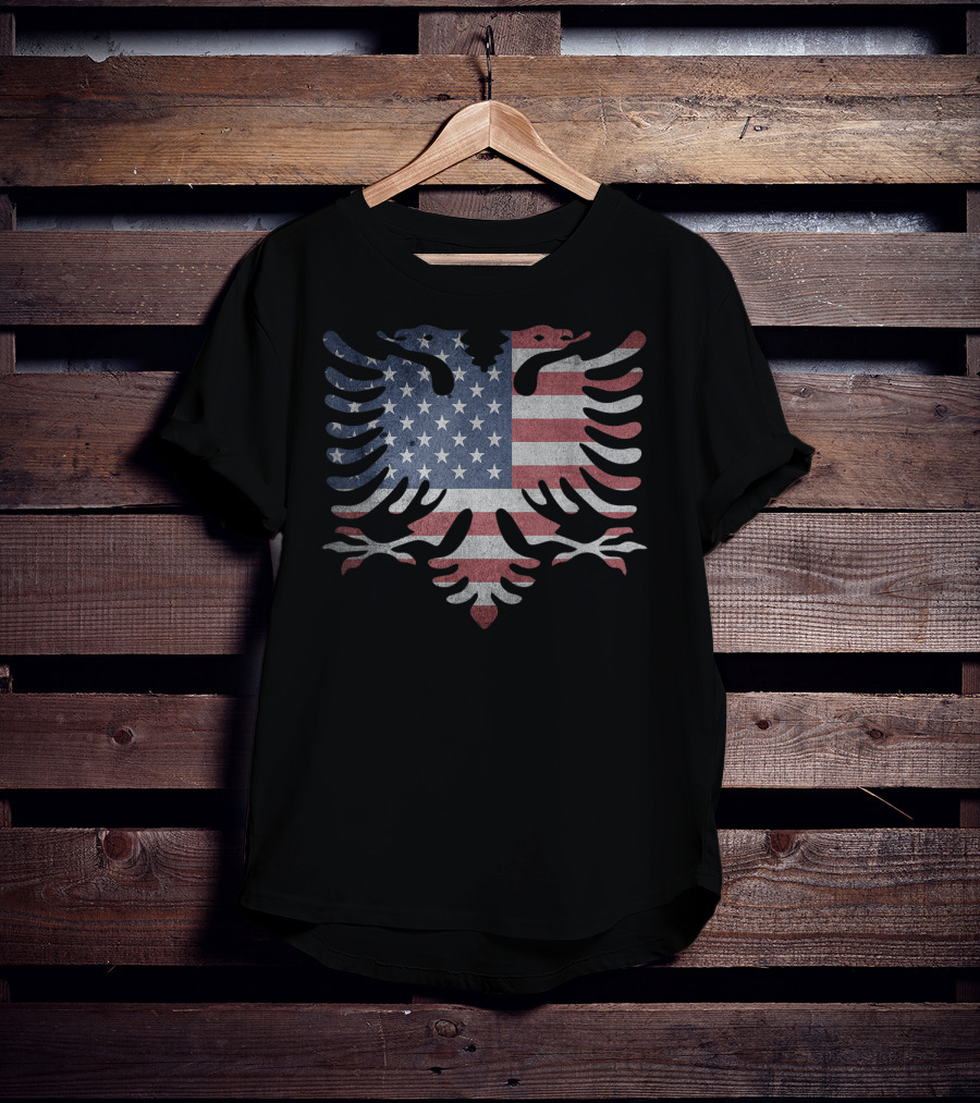 Albanian American Flag Roots USA Eagle T-Shirt
