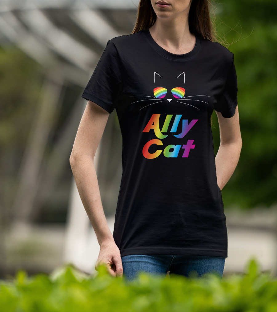 Ally Cat Rainbow Sunglasses Kitty T-Shirt