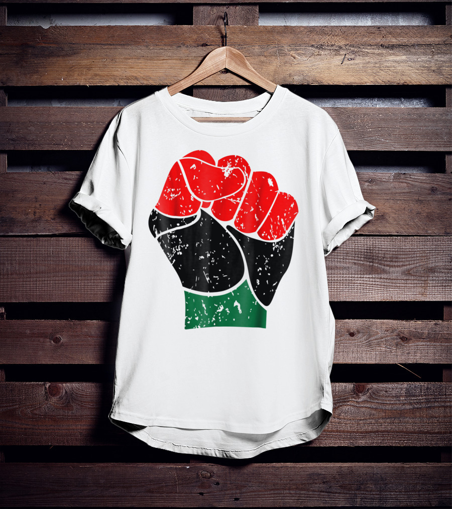 Black History Red Black And Green Pride Fist Symbol Of Empowerment T-Shirt