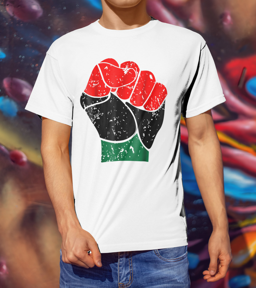 Black History Red Black And Green Pride Fist Symbol Of Empowerment T-Shirt