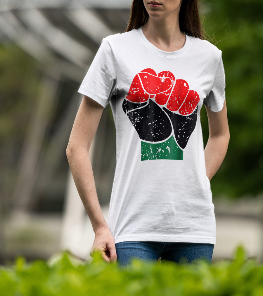 Black History Red Black And Green Pride Fist Symbol Of Empowerment T-Shirt