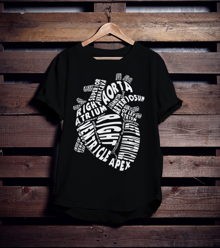 Anatomical Heart Anatomy Aorta Ventricle Atrium Cardiac Nurse Parts T-Shirt