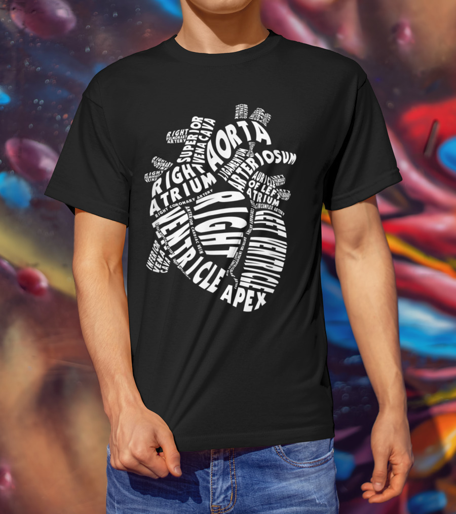 Anatomical Heart Anatomy Aorta Ventricle Atrium Cardiac Nurse Parts T-Shirt