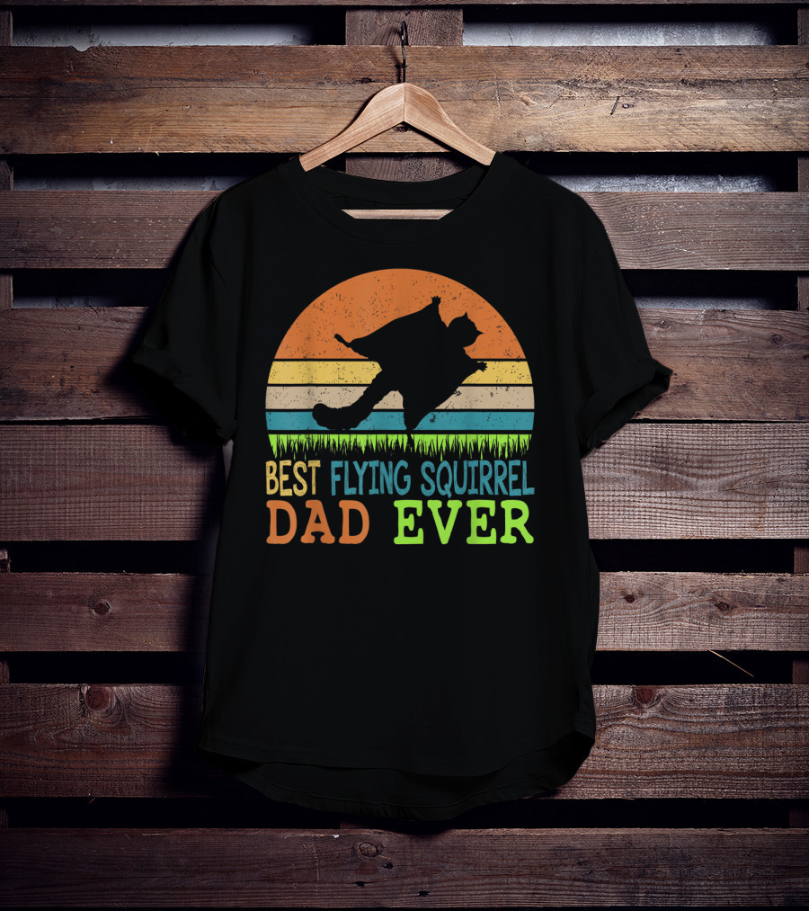 Best Flying Squirrel Dad Ever Retro Sunset T-Shirt