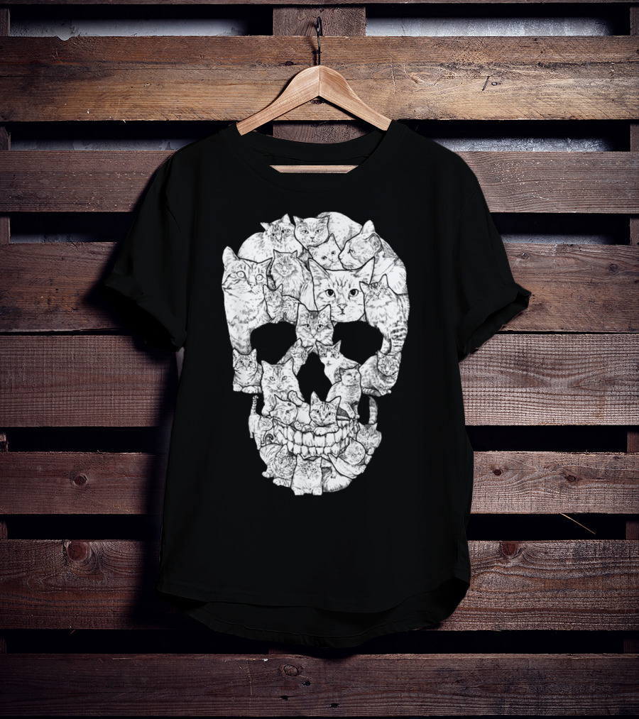 Cat Skull Cat Skull Men's Unique Feline Skull T-Shirt
