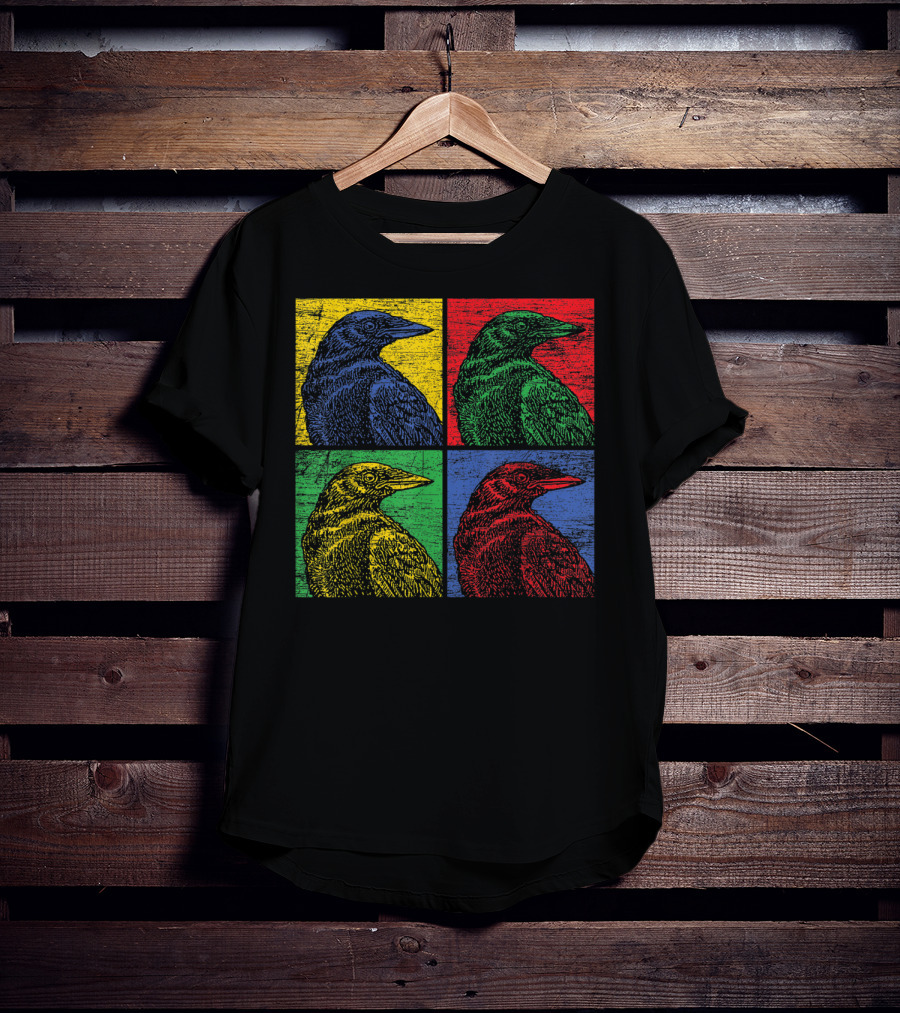 Vintage Raven Colorful Pop Art Crow Bird Lover T-Shirt