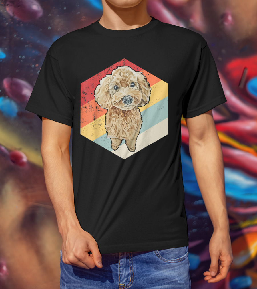 Cute Cavapoo Dog Pet Vintage Retro Stripes T-Shirt