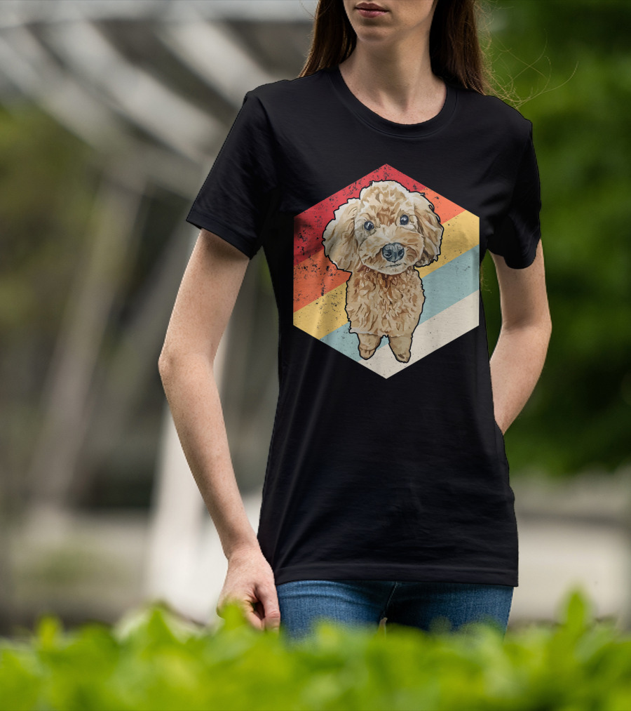 Cute Cavapoo Dog Pet Vintage Retro Stripes T-Shirt