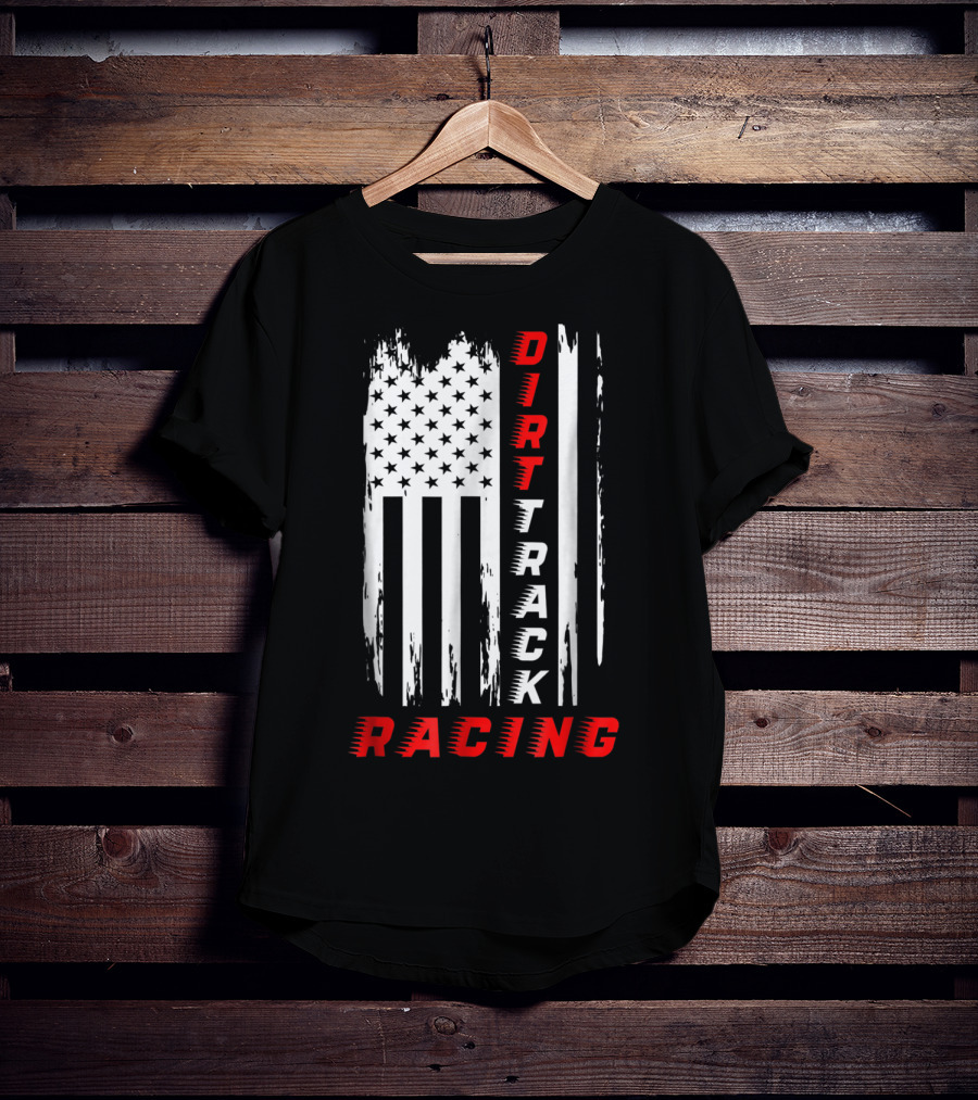 Dirt Track Racing American Flag Grunge T-Shirt