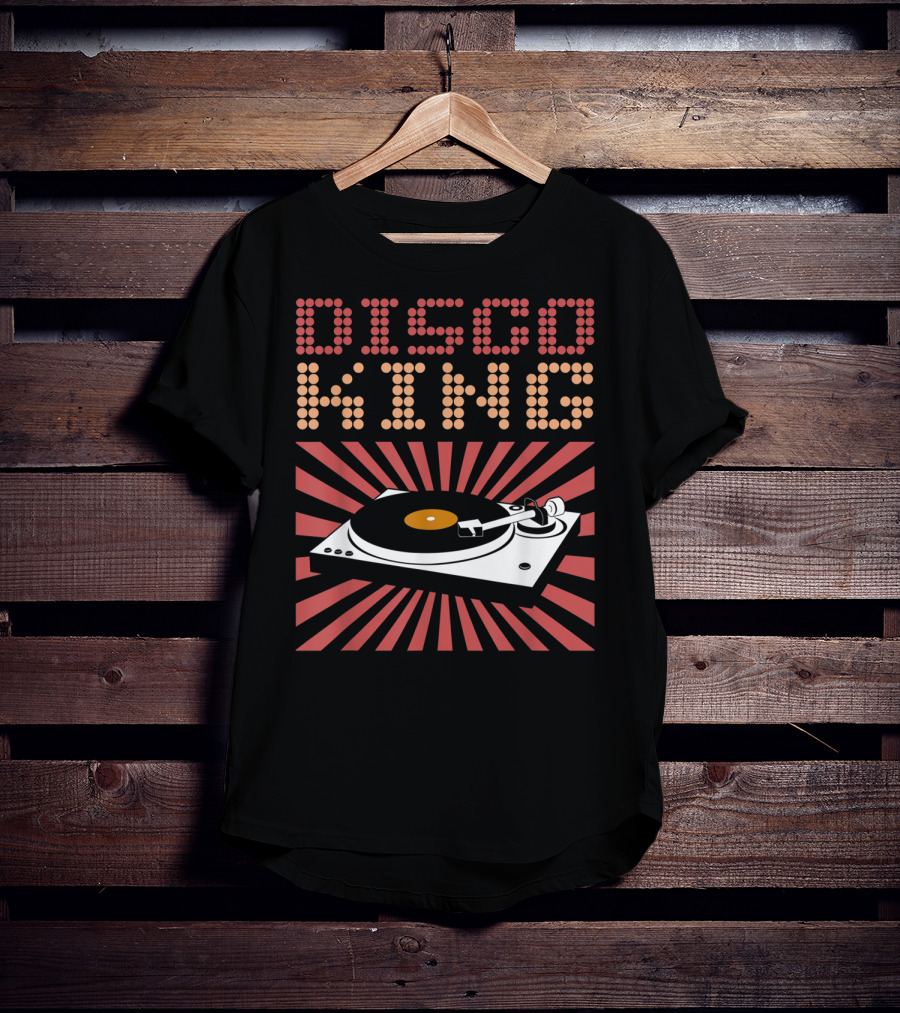 DISCO KING 70s Turntable Vinyl Record Retro Vibes T-Shirt