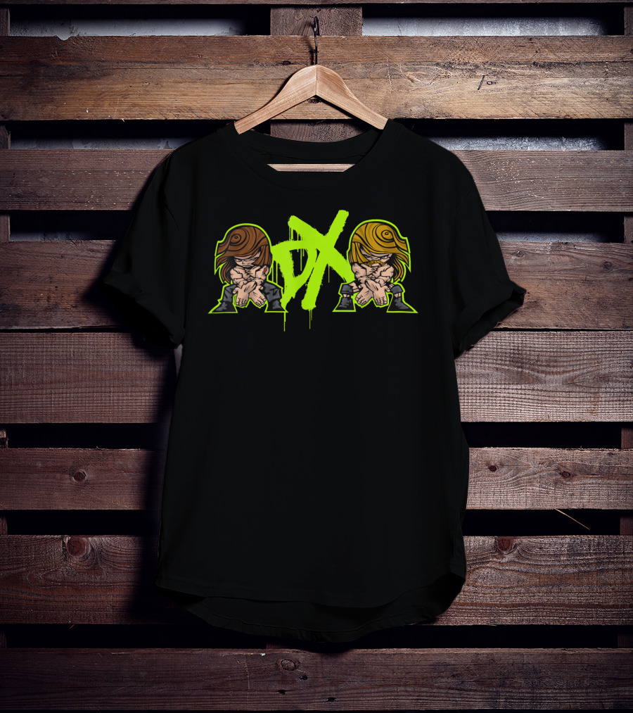 D-Generation X Crossover Cartoon Characters Green And Black T-Shirt