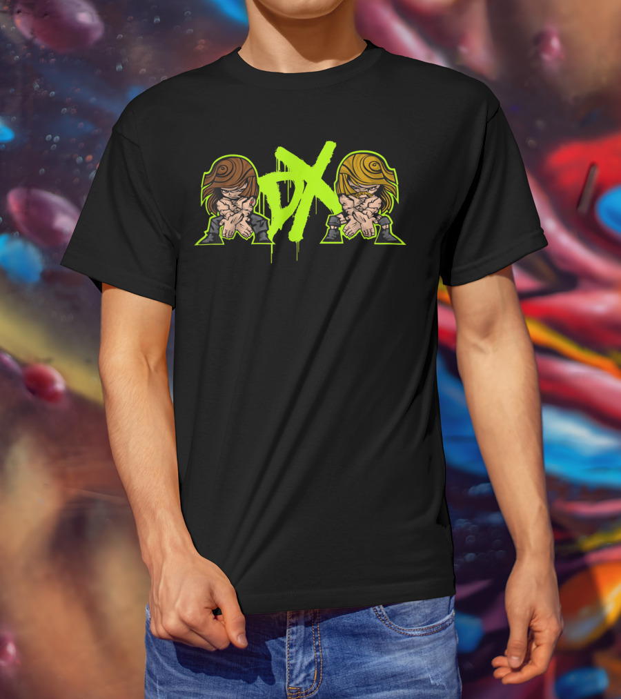 D-Generation X Crossover Cartoon Characters Green And Black T-Shirt