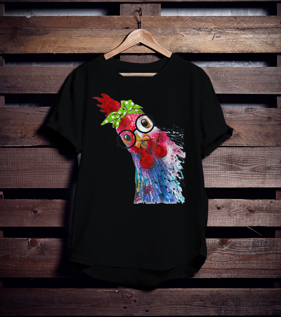 Funny Chicken Lover Hen Farmer Glasses Bandana T-Shirt