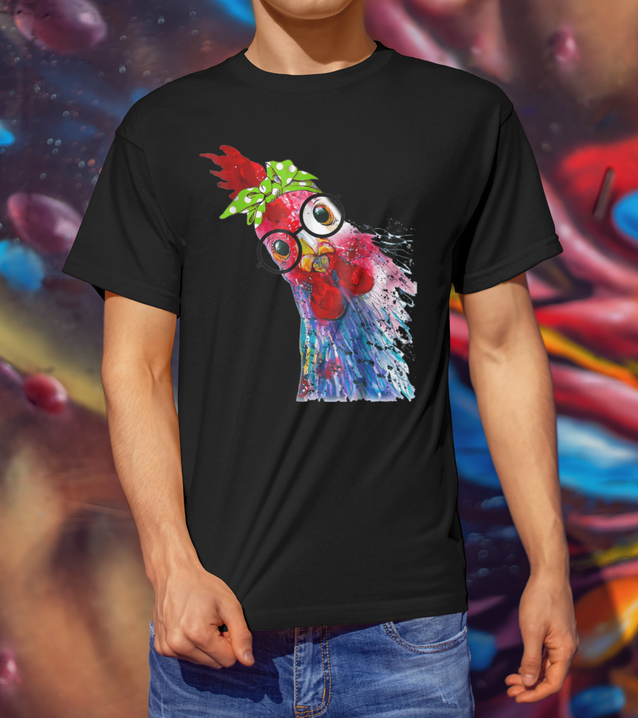 Funny Chicken Lover Hen Farmer Glasses Bandana T-Shirt