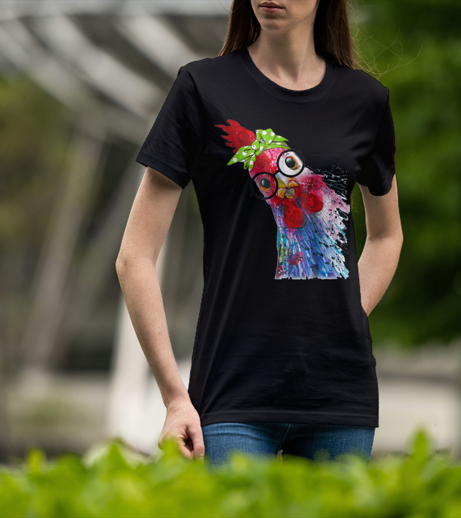 Funny Chicken Lover Hen Farmer Glasses Bandana T-Shirt