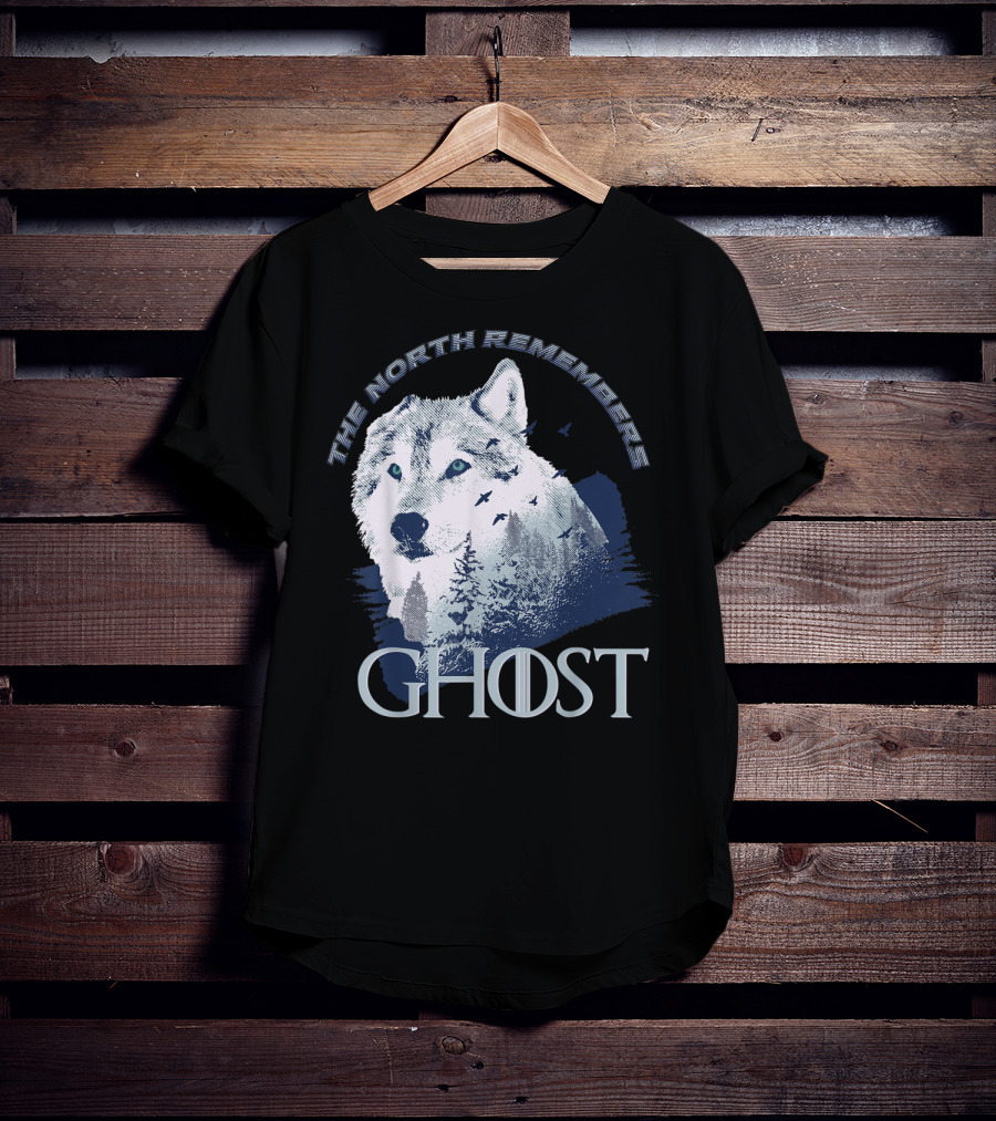 The North Remembers Ghost Lone Wolf In Forest Game Day Winning The Throne T-Shirt