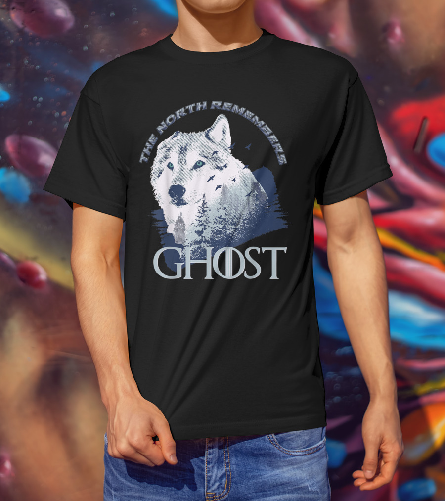 The North Remembers Ghost Lone Wolf In Forest Game Day Winning The Throne T-Shirt