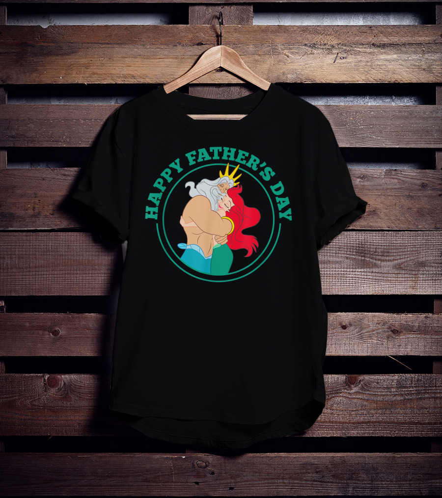 Happy Father's Day Disney The Little Mermaid Ariel And King Triton Hug T-Shirt
