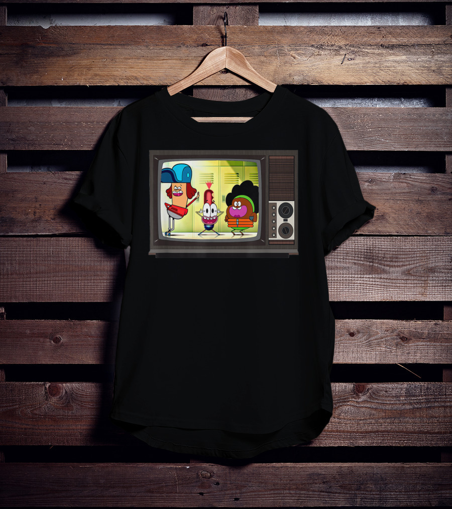 Funny Pinky Hotdog Silly JJ Kids TV Retro Cartoon Characters T-Shirt