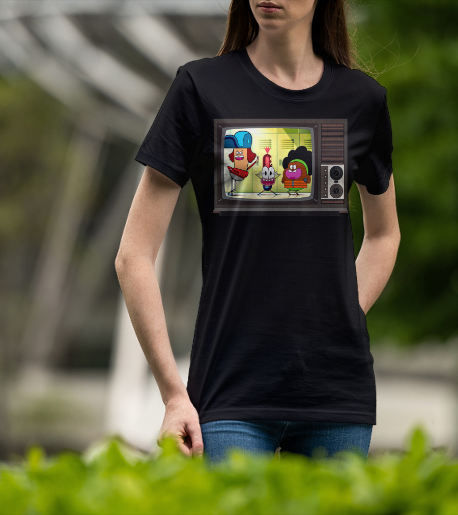 Funny Pinky Hotdog Silly JJ Kids TV Retro Cartoon Characters T-Shirt