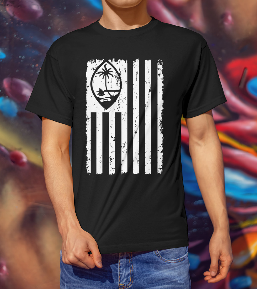 Guam Seal And American Flag T-Shirt