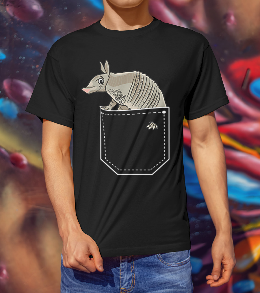 Armadillo In Pocket Cute Armadillo Emoji T-Shirt
