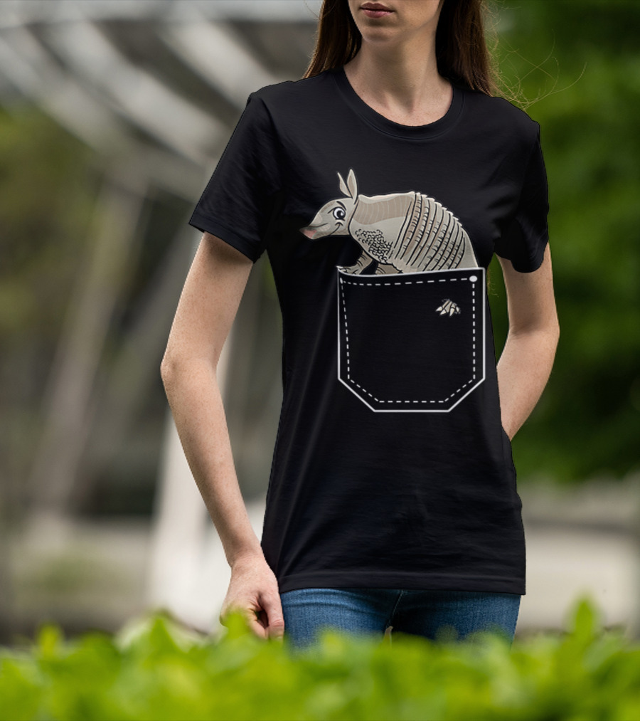 Armadillo In Pocket Cute Armadillo Emoji T-Shirt