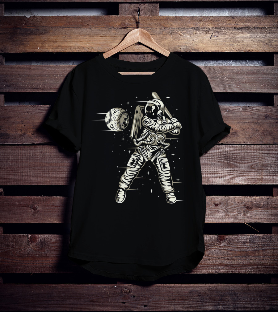 Astronaut Hitting Moon Baseball In Space T-Shirt