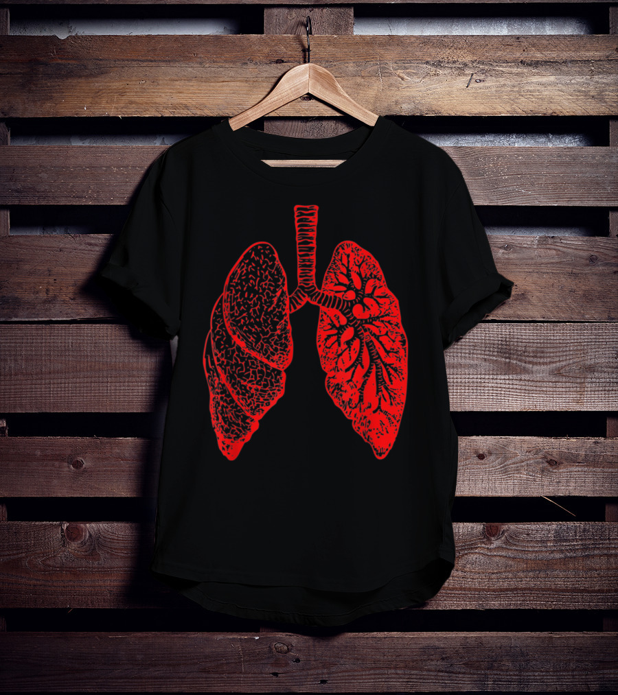 Anatomy Drawing Pulmonologist Respiratory Lungs Red T-Shirt