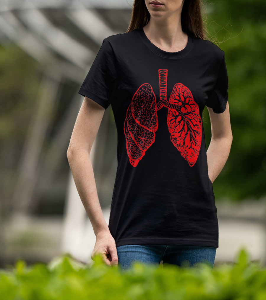 Anatomy Drawing Pulmonologist Respiratory Lungs Red T-Shirt