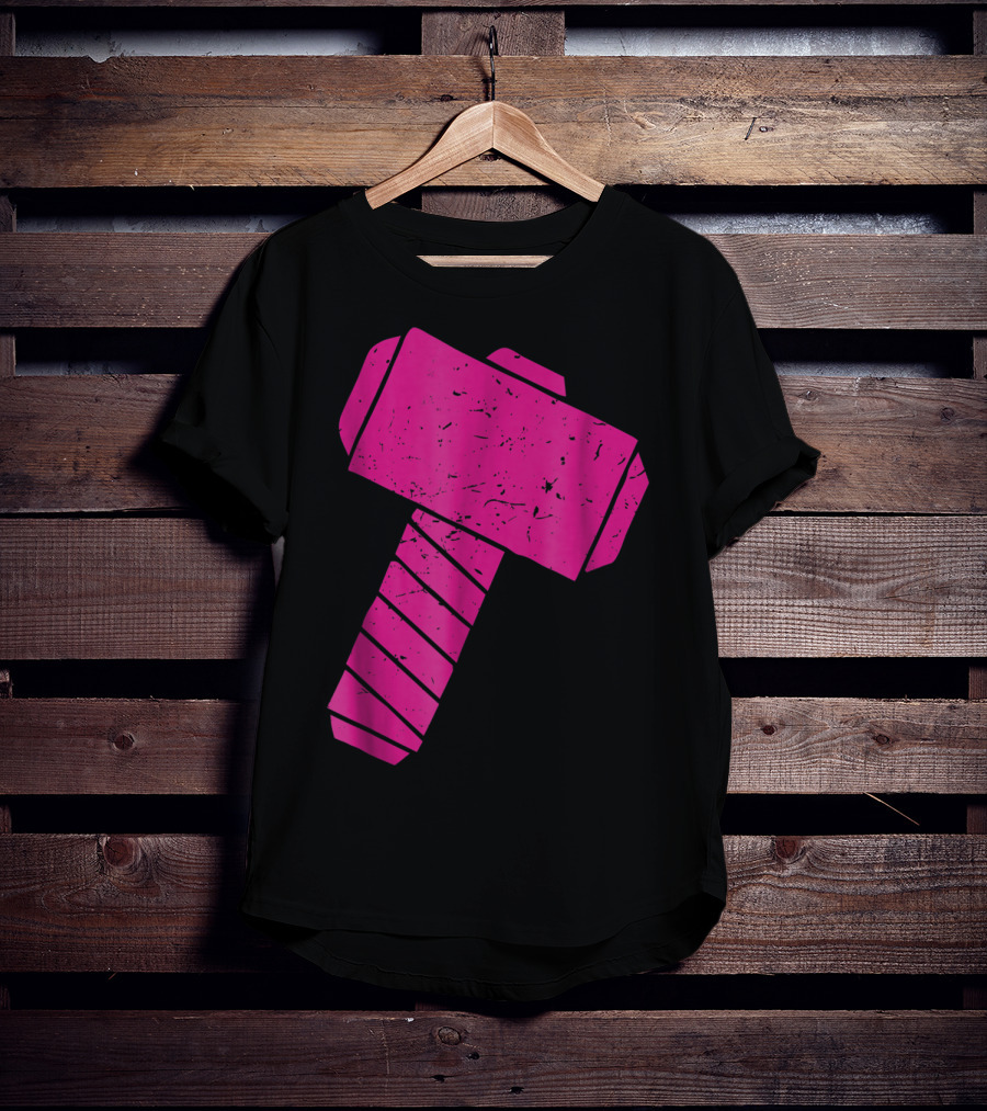 Distressed Magenta Mjolnir Thor's Hammer Odin Mythology T-Shirt