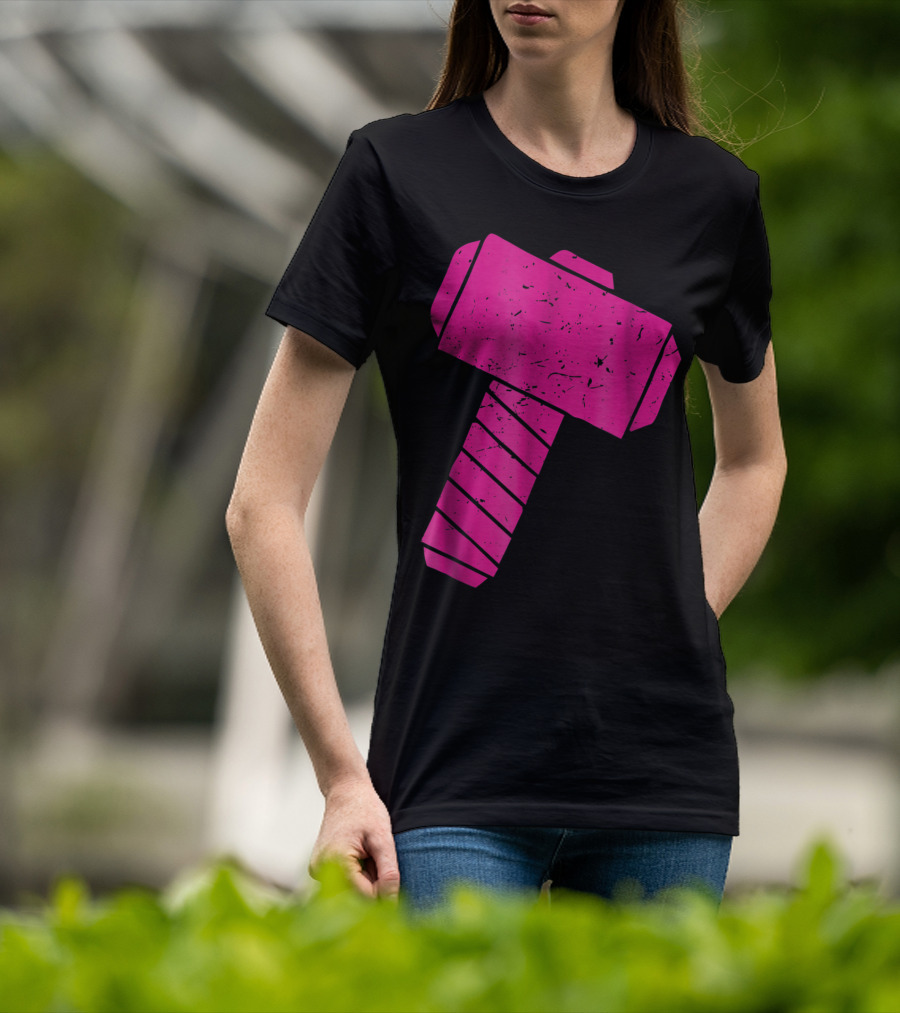 Distressed Magenta Mjolnir Thor's Hammer Odin Mythology T-Shirt