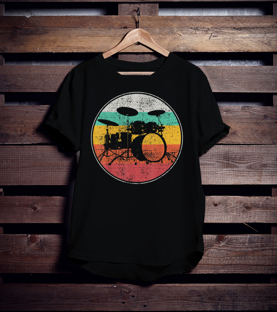 Drumset Vintage Retro Drums Drummer Band T-Shirt
