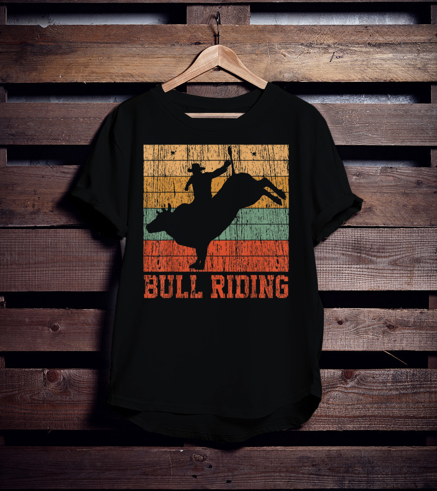 Bull Riding Vintage Rodeo Western Country Retro Cowboy T-Shirt