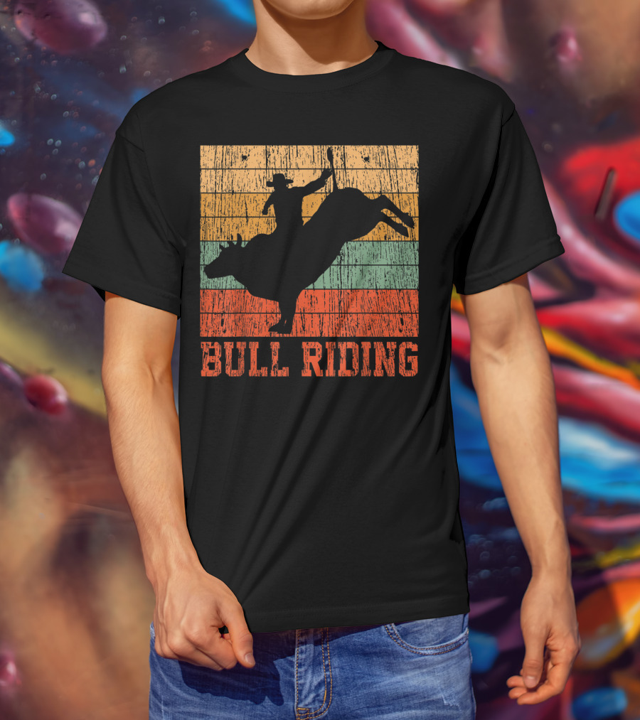 Bull Riding Vintage Rodeo Western Country Retro Cowboy T-Shirt