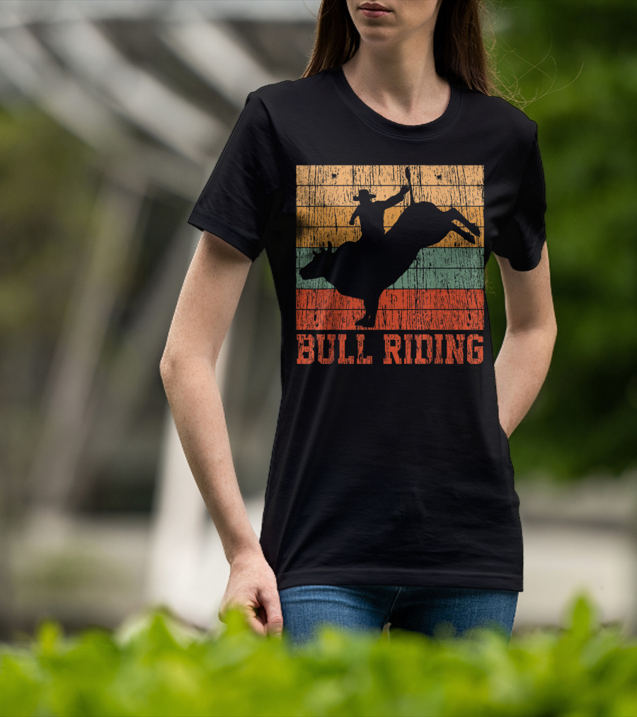 Bull Riding Vintage Rodeo Western Country Retro Cowboy T-Shirt