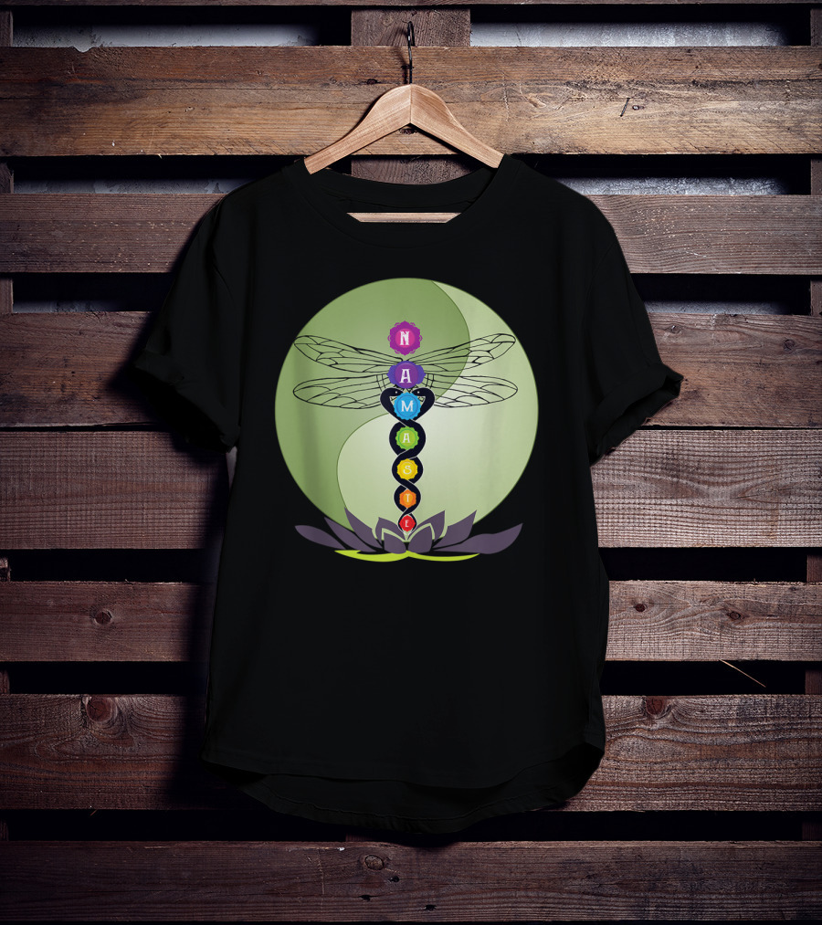 Namaste Chakra Dragonfly With Lotus And Yin Yang T-Shirt