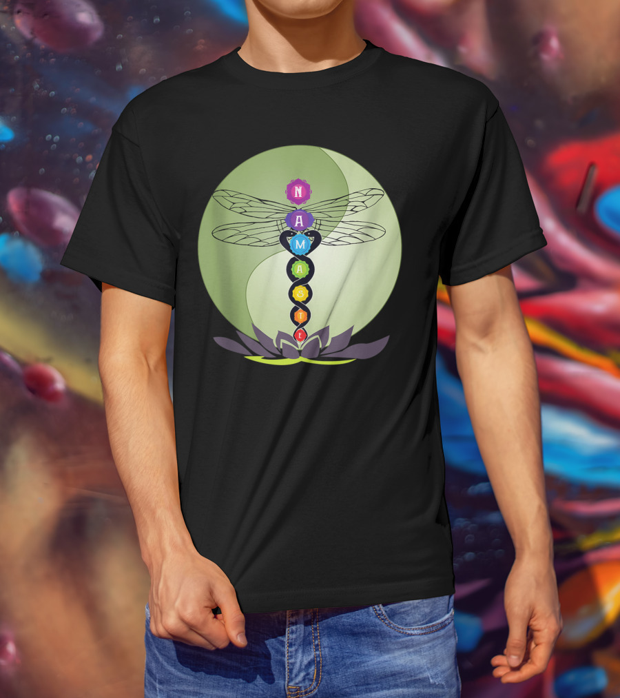Namaste Chakra Dragonfly With Lotus And Yin Yang T-Shirt