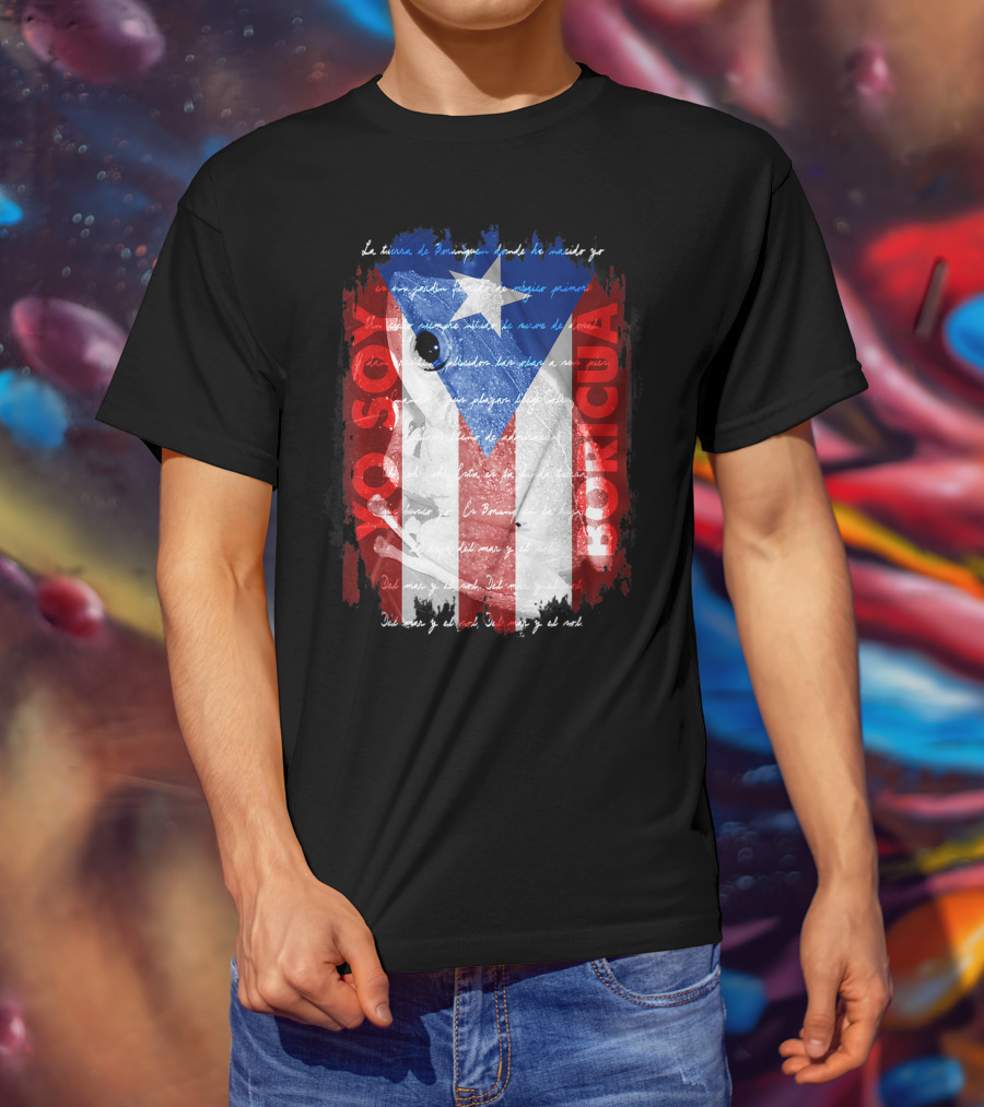 Coqui Yo Soy Boricua Puerto Rico Flag Text T-Shirt