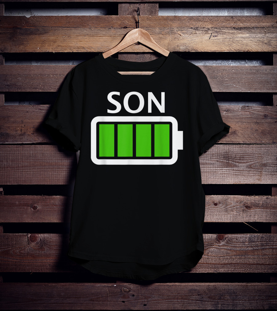 Family Matching Funny Son Fully Charged Battery T-Shirt