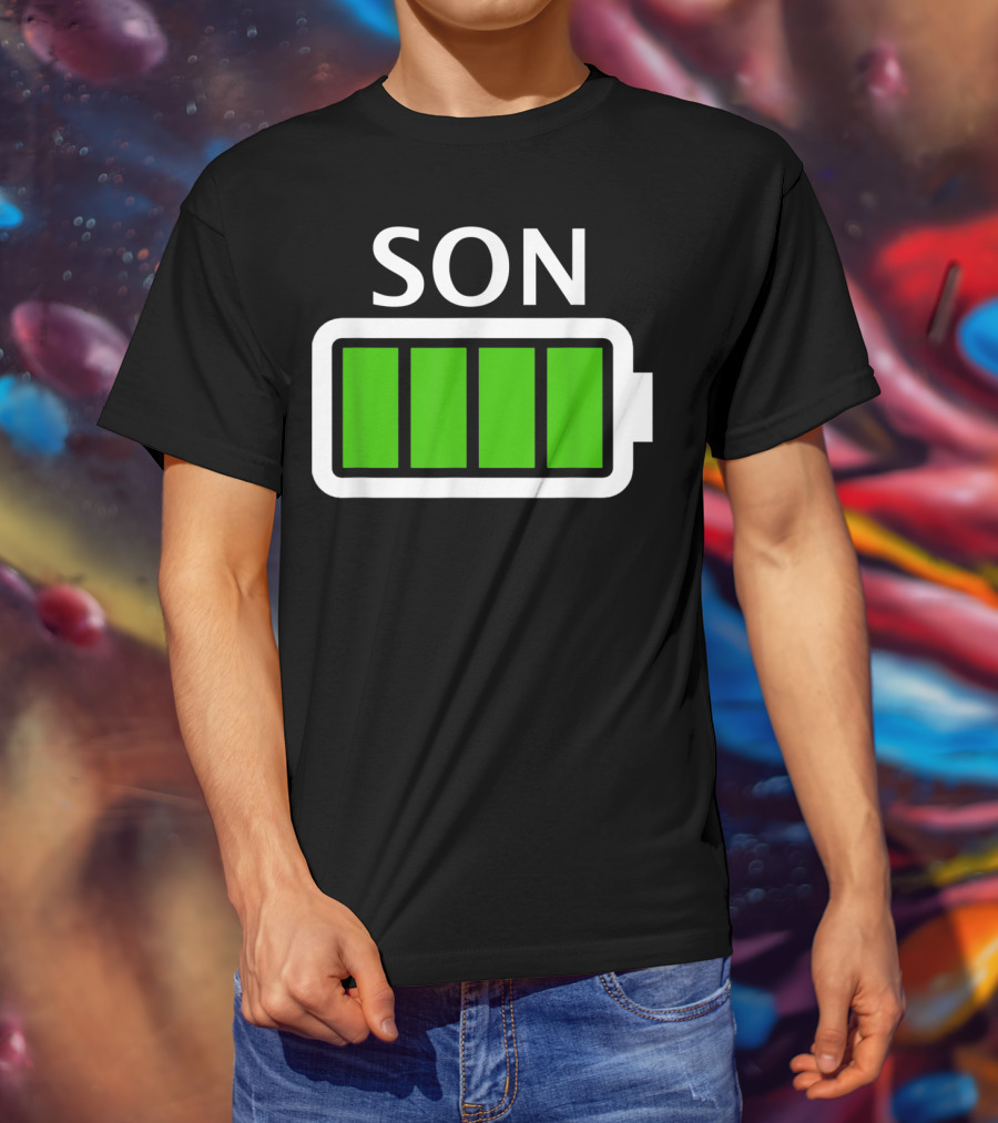 Family Matching Funny Son Fully Charged Battery T-Shirt