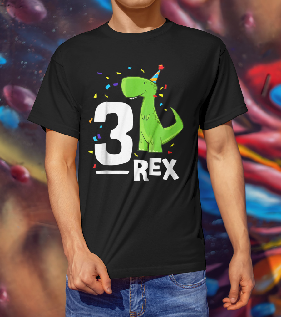 3 Rex Kids Threerex Birthday Party Dinosaur T-Shirt