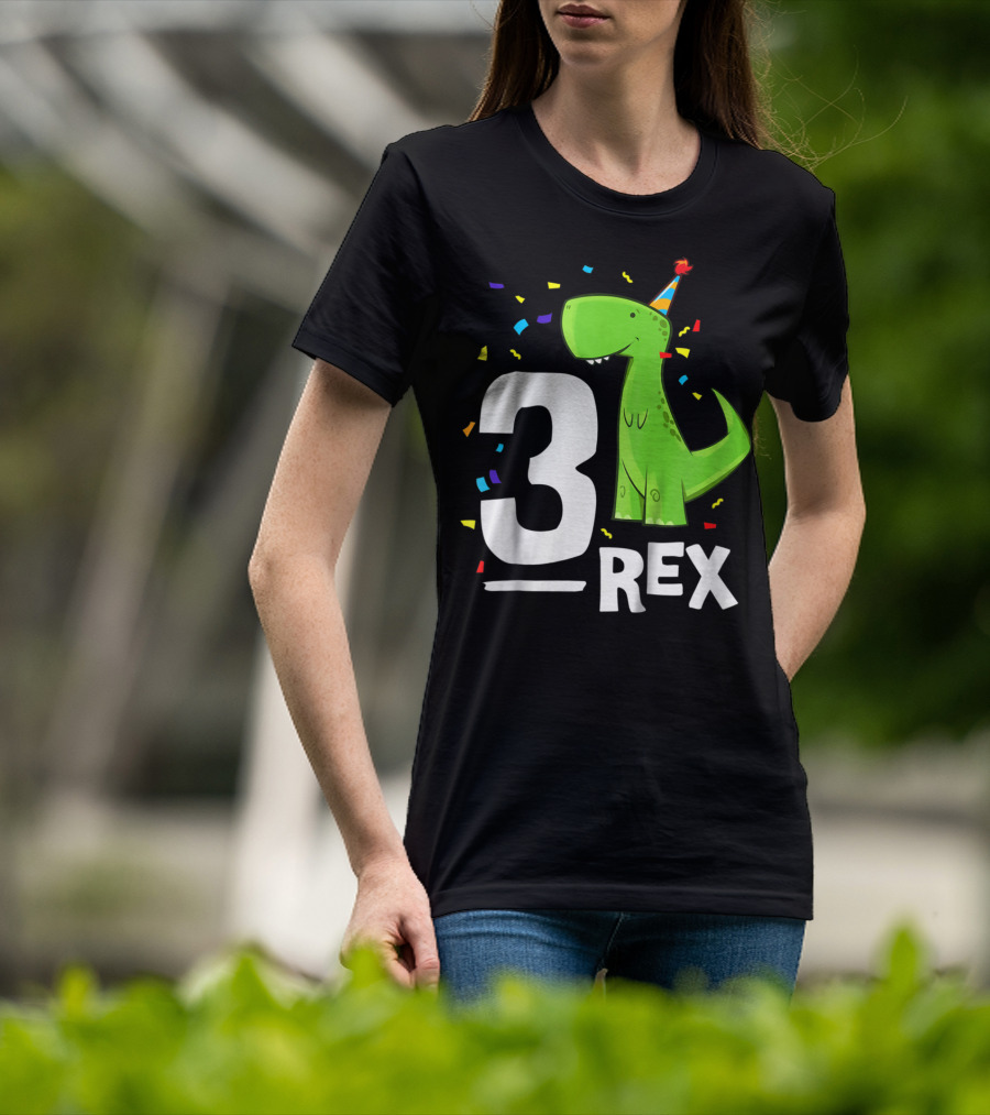 3 Rex Kids Threerex Birthday Party Dinosaur T-Shirt